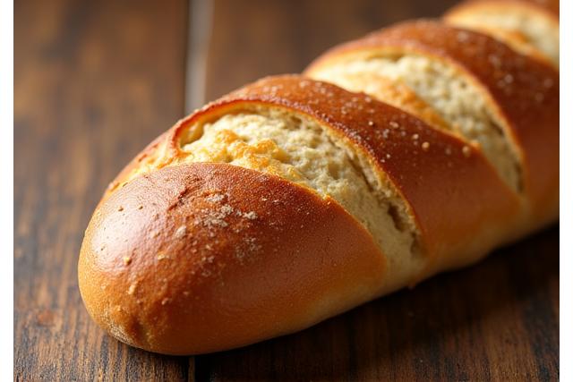 Baguette de pain tradition, dorée et croustillante, avec des entailles marquées