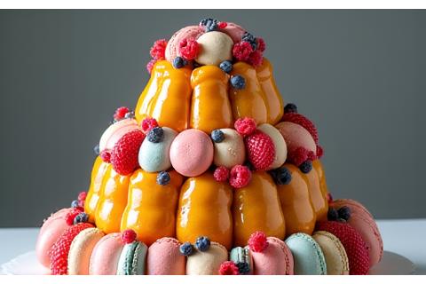 Magnifique pièce montée de mariage avec macarons